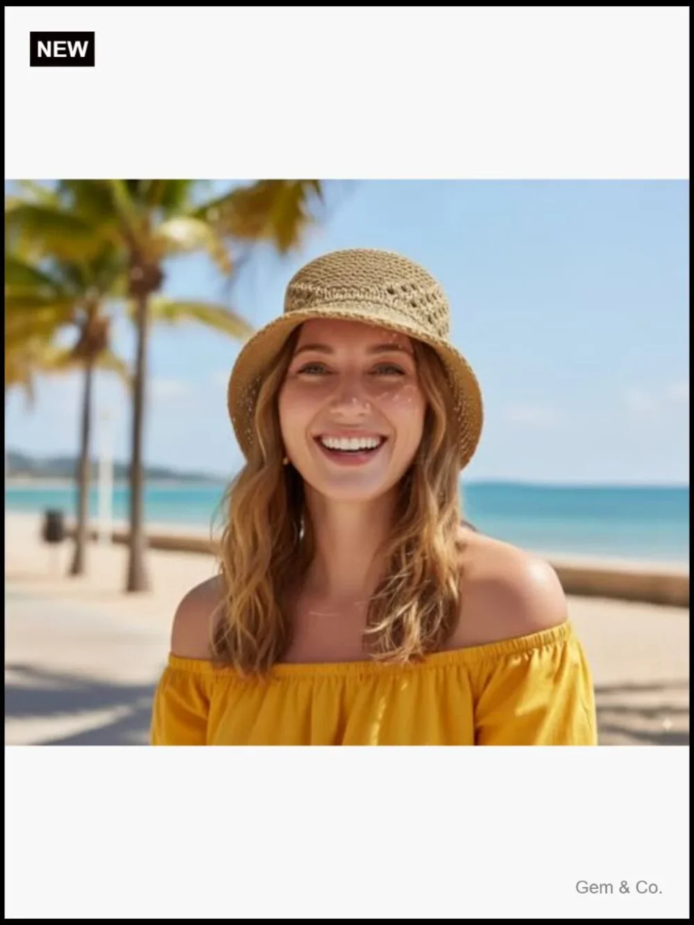 Women's Knitted Straw Bucket Hat - Packable Sun Hat for Beach Travel
